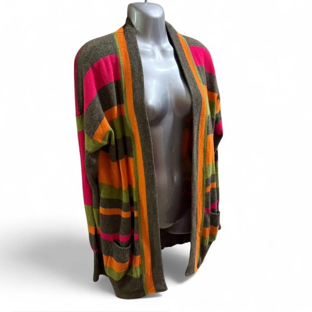 100% Cashmere Peace of Cloth Vibrant Striped Cardigan